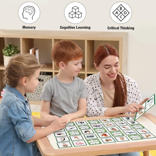 Fuutreo 82 Pcs Memory Matching Cards Animals Educational Games Funny Animals Learning Game Concentration Cards for Family Birthday Party Favors Gifts Supplies - style: Animals