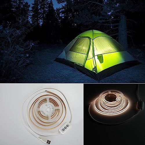 4.9ft LED Strip Lights Dimmable, 5V Daylight Plug in Sticky Rope Lighting | Soft Dotless COB String, Flexible and Cuttable, CRI 90, USB Tape for TV Backlight, Cabinet, Mirror, Bedroom, Computer, DIY - size: 4.92ft-4000K-USB Dimmer