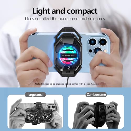 Phone Cooler for Gaming, 27W iPhone Cooling Fan with RGB LED Semiconductor Heatsink Cooling Case Enfriador para Celular, for iPhone/Android Phone Gaming, Live Streaming, AI Smartphone Temperature