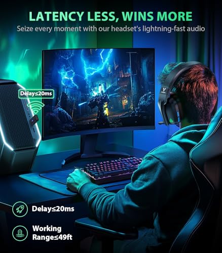 Vakedy Wireless Gaming Headset for PS5, PS4 & PC, 20ms Ultra-Low Latency, 2.4GHz USB & BT 5.4, Noise Canceling Mic, 50H Battery, Compatible with Switch, Mac & Mobile, Ideal for Fortnite & Call of Duty - color: Onyx Blue