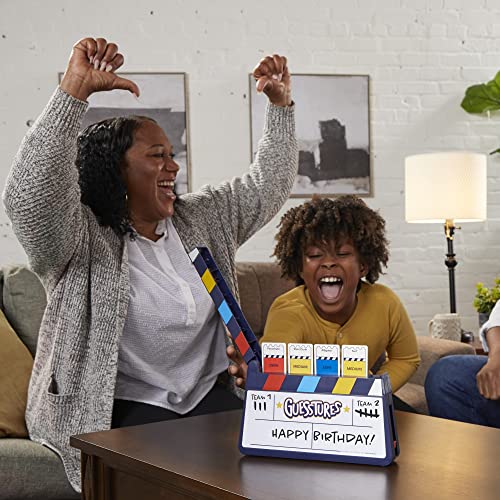 Hasbro Gaming Guesstures Game, Charades Games for 4 or More Players, Includes Customizable Cards and Clapper, Family Party Game for Ages 8 and Up