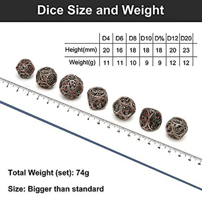 DND Dice,Hollow D&D Metal Dice,Unique Round Ball Design Octopus Dice with Gift Box for Dungeons & Dragon Gaming,7 PCs Steampunk Polyhedral D and D Dic (Ball Octopus Blood Spatter) - color: Ball Octopus Blood Spatter