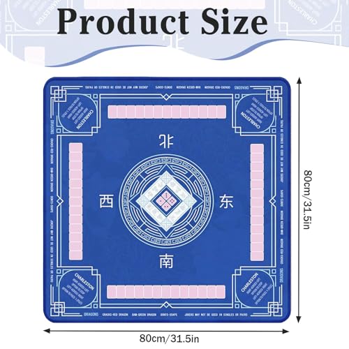 Britimes Mahjong Mat with Black Carrying Bag,31.5"x31.5", Blue | Non-Slip Noise Reduction Gaming Mat Rubber Multi Purpose Game Table Cover for Mahjong Card Dominoes Board Tile Games - color: Deep Blue