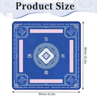 Britimes Mahjong Mat with Black Carrying Bag,31.5"x31.5", Blue | Non-Slip Noise Reduction Gaming Mat Rubber Multi Purpose Game Table Cover for Mahjong Card Dominoes Board Tile Games - color: Deep Blue