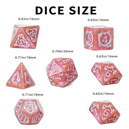 DND Dice Set - 7 Polyhedral Role Playing Dice with Gold Dragon Design, Acrylic D&D Dice Perfect for Dungeons and Dragons, Pathfinder, Warhammer, RPG Games (Pinkish Brown) - color: Tangerine Pink