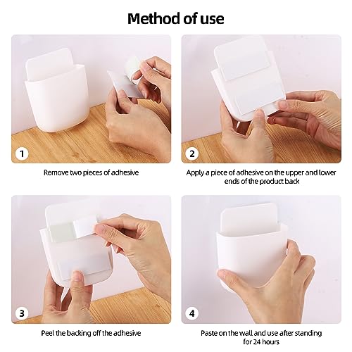 Tecbeauty 8 Pcs Remote Control Holder Self Adhesive Wall mounted Storage Box Phone Charging Pen Holder Organizer for Home Office School - style: 8pcs small remote control holder