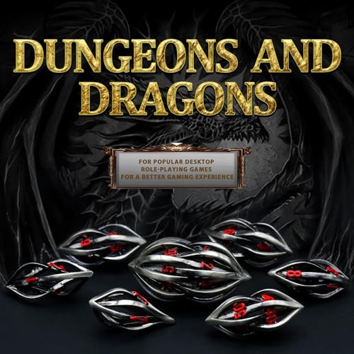 DND Dice Set for Dungeons and Dragons, Metal DND Dice 7PS/Set, ZHOORQI Polyhedral Dices Set for Role Playing Game Gifts(Arcanum-Red) - color: Arcanum- Red