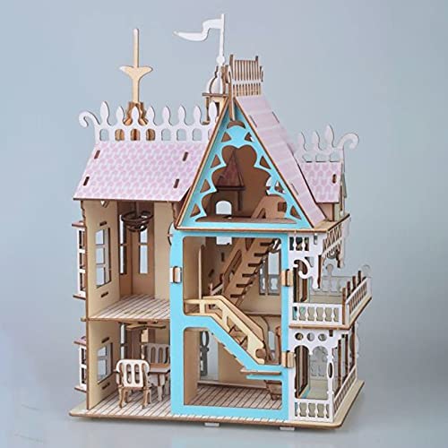 3D Puzzle Dollhouse for Kids, 3D Jigsaw Dollhouse Puzzle for Girls - Educational Paper Craft Toys for Game Xmas Birthday Easter Gifts, Easy to Assemble ，174pcs - color: Dream Villa