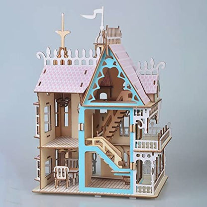 3D Puzzle Dollhouse for Kids, 3D Jigsaw Dollhouse Puzzle for Girls - Educational Paper Craft Toys for Game Xmas Birthday Easter Gifts, Easy to Assemble ，174pcs - color: Dream Villa