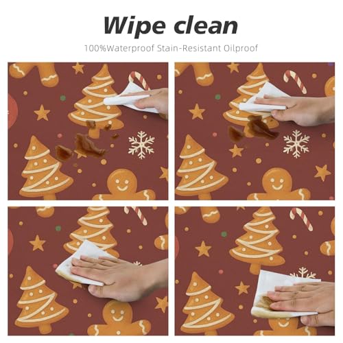 Famame Gingerbread Man Christmas Round Fitted Tablecloth with Elastic Protector Table Kitchen Dinner Waterproof Oil-Proof Table Covers Fits 40"-44", Small - color: Gingerbread Man Christmas, size: Small (40"-44")
