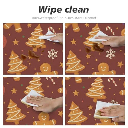 Famame Gingerbread Man Christmas Round Fitted Tablecloth with Elastic Protector Table Kitchen Dinner Waterproof Oil-Proof Table Covers Fits 40"-44", Small - color: Gingerbread Man Christmas, size: Small (40"-44")