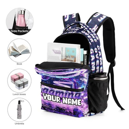 Custom Gaming Print Backpack, 17 in Laptop Bookbag for Teens | All-over print design | 900D PU nylon | Tear & abrasion resistant | Premium feel | Vibrant | Built for heavy daily use - color: Color 2 Custom