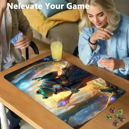for MTG Game Playmat - 24 x 14 inches with Dices and Storage Bags, Non-Slip Base for TCG and Board Game Card Mats, Trading Card Games Mat, Frog Wizard Pattern Collectible Card Playmats - color: Jv-playmat-p7-1-d106