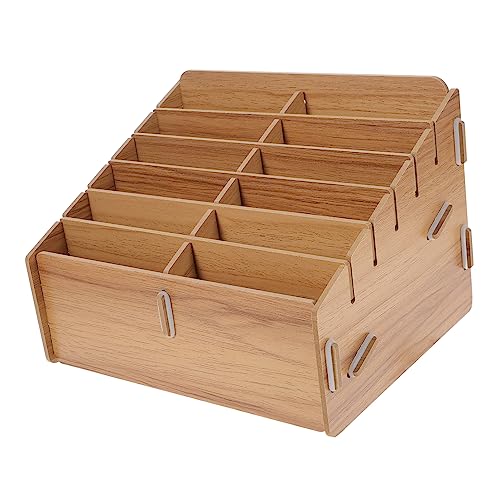 Portable Wooden Multi-grid Card Storage Box Card Organizer for Trading and Tokens for Game Nights and Collectors Compartments Walnut Finish