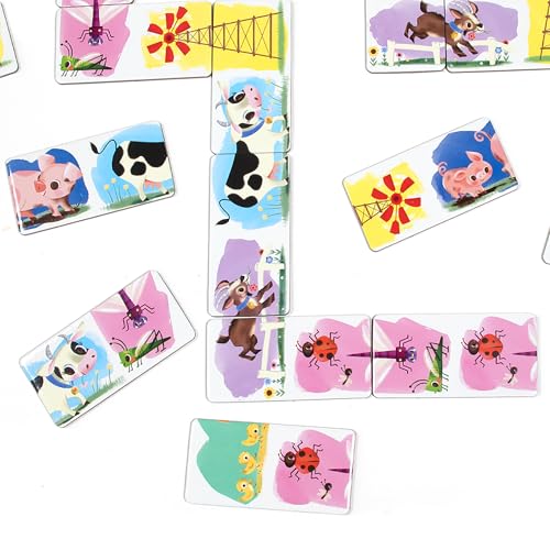 eeBoo Floor Head to Toe Dominoes - Little Farm 28 Piece Matching Game, Holographic Animal Tiles, Screen-Free Fun for Kids Ages 3 and up - style: Little Farm