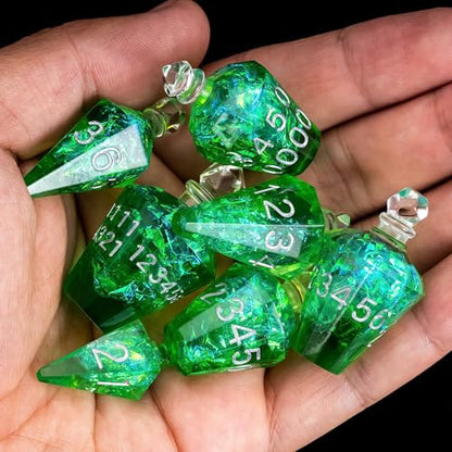 7PCS Potion DND Dice Set,Transparent Sharp Edge Die Set D&D RPG Polyhedral Dice,for Dungeons and Dragons TTRPG Games Roleplaying Games.(Green Galaxy) - color: Green Galaxy