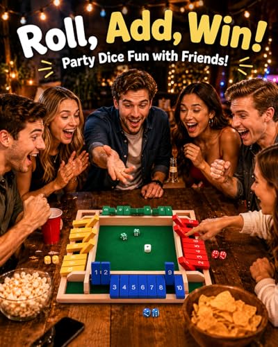 Upgraded 8.7-inch Shut the Box Game, Easy Quick and Fun Educational Math Game with 2 Symbolic Dice, 1-4 Players Wooden Board Games for Family Night Classroom Party, Tabletop Games for Kid Adult Senior - size: 8.7Inch
