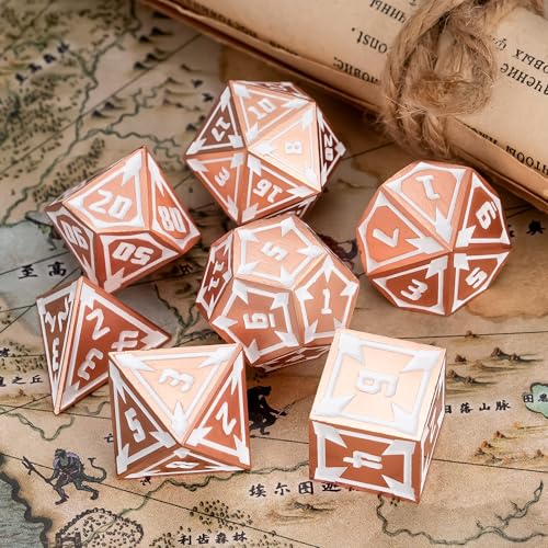 UDIXI Metal D&D Dice Set RPG DND Dice Set for Tabletop Game (Rose Gold) | 7-Pieces, Lozenge Pattern, Zinc Alloy Material, Gorgeous Gift Case, DM Gift, for Dungeons and Dragons Role Playing Games - color: Rose Gold