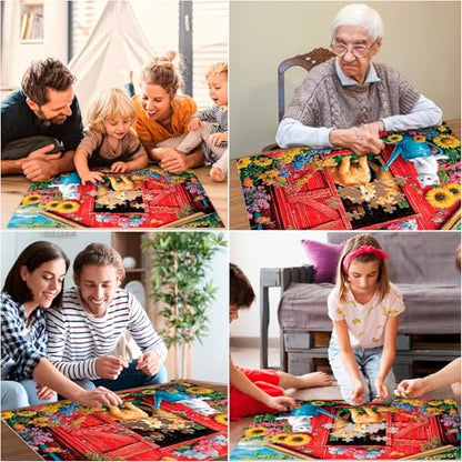 300 Piece Puzzle for Adults Dog Cat Flower Jigsaw Puzzle, Recycled Cardboar Jigsaw Puzzles 300 Pieces for Senior, Challenging Puzzles Family Birthday Party Toy Gift for Friends 20.5"x15" - style: Dog