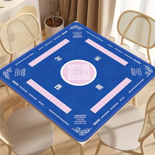 2F22E Mahjong Mat - Non-Slip Noise Reduction Gaming Mat 32.4x32.4 Inch for Mahjong/Poker/Board Games/Card Games/Dominoes (Blue) - color: Blue