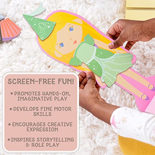 Story Magic Wooden Dress-Up Doll by Horizon Group USA, Dress Up Magnetic Wood Double Sided Doll, Over 40 Outfit and Accessory Pieces, Creative Pretend Play, Perfect for Ages 4+ - style: Rustic