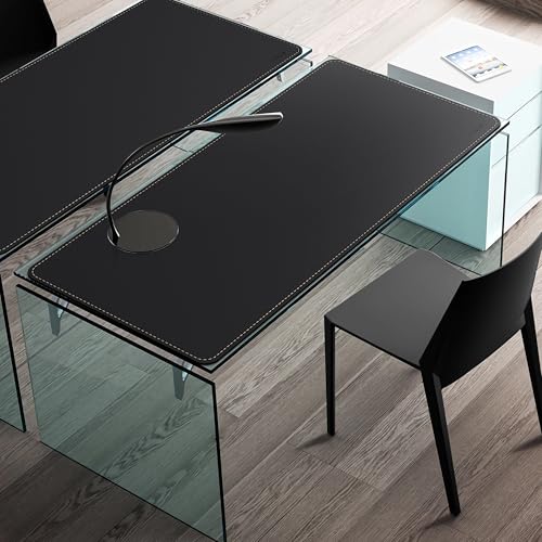 Mydours Large Desk Mat 51.2" x 23.6", PU Leather Surface for Smooth Mouse Control, Office Desk Blotter with Scratch-Resistant Design, Extended Gaming Surface Spacious Laptop Coverage (Black) - color: Black, size: 51.2" x 23.6"