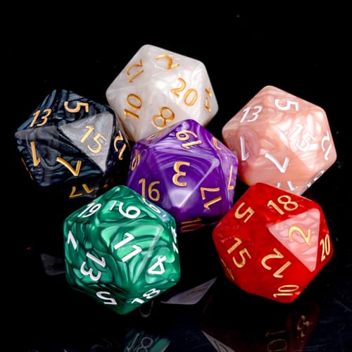 20 Sided DND Dice,D20 Giant Polyhedral Dice,55mm Titan Large Pearl Color D20 Dice,20 Sided Cube D&D Dice Set for Dungeons and Dragons, RPG, MTG Table Games(Green-Pearl Series) - color: D-20 Green