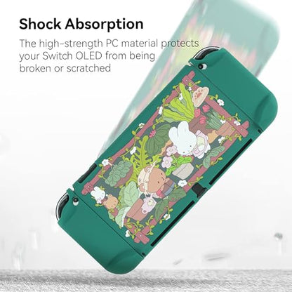 GeekShare Protective Case Slim Cover Case Compatible with Switch OLED and Joystick - Shock-Absorption and Anti-Scratch Skin Case for OLED Switch - Bunny Garden - size: For Switch OLED