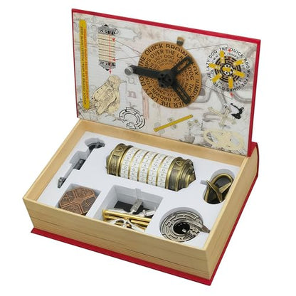 Da Vinci Code Mini Cryptex Metal Puzzle Box Set - 6PCS 3D Brain Teasers, IQ Challenge for Adults Teens, Gift for Christmas Birthday Valentine's Day, Anniversary & Family Party Game - color: Red