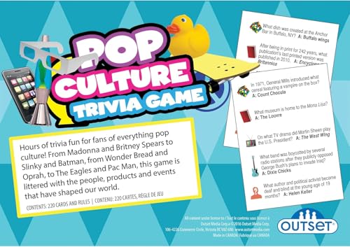 Outset Media Pop Culture Trivia Game - Party Game - Family Game - Travel Game - Fun and Easy to Play - 1200 Trivia Questions - For 2 or More Players - Ages 12+