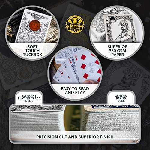 Medieval Playing Cards with Unique Seal and Free Card Game eBook, Stand Out with Cool Poker Cards, Black Deck of Playing Cards, Unique Illustrated Designs for Kids & Adults, Playing Card Decks - color: Black