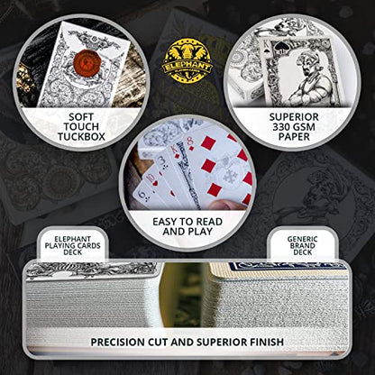 Medieval Playing Cards with Unique Seal and Free Card Game eBook, Stand Out with Cool Poker Cards, Black Deck of Playing Cards, Unique Illustrated Designs for Kids & Adults, Playing Card Decks - color: Black
