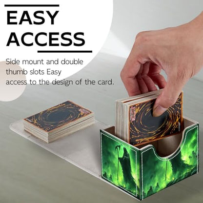 Trading Card Storage Box, Holds 100+ for MTG Cards, PU Leather with Magnetic Closure, Green Skeleton with Skeletons Durable Deck Box for Magic the Gathering, Trading Card Games - color: Green Skeleton with Skeletons