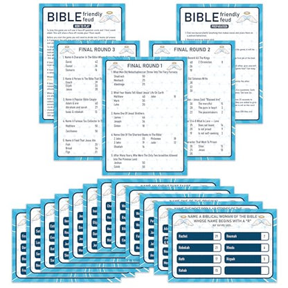 UHADRE Bible Feud Game, Bible Family Feud Cards, Christian Party Game, Christian Family Activity Games, Bible Themed Trivia Quiz, Christian Party Supplies -BFF01