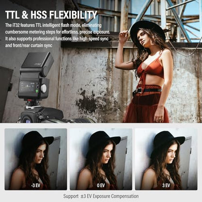 Godox IT32 TTL Mini Flash with X5S Trigger for Sony Camera | 2-in-1 Magnetic Hot Shoe & Flash Trigger Kit, 2.4G HSS GN18 Speedlight, Colorful Touch Screen, LED Modeling Lamp & Diffuser