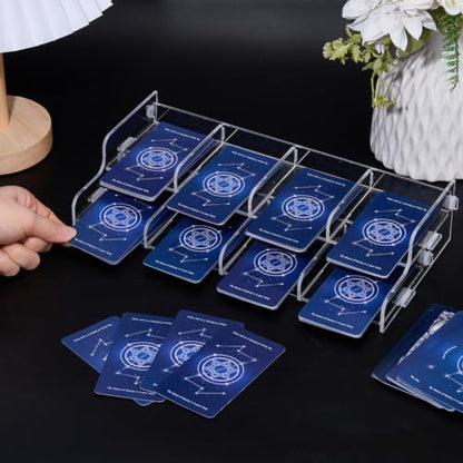 DICOSMETIC 2-Tier 8-Grid Acrylic Card Tray Organizer Clear Card Sorting Tray Holder Game Piece Holder Accessories for Catan Settlers Board Game and All Other Cards Games