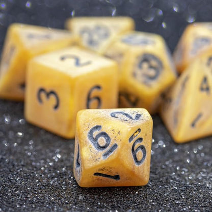 Sage’s Portal Stones DND Dice Set Acrylic Opaque 7-PC Polyhedral DND Dice Set for Dungeons and Dragons D&D Sage’s Cantrips RPG Tabletop TTRPG (Ancient Gold Stone) - color: Ancient Gold Stone