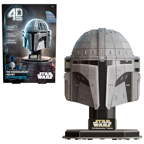 4D Build, Star Wars Mandalorian Helmet 3D Model Kit, Star Wars Collectibles & Desk Decor, Adult Puzzle, Building Toys, 3D Puzzles for Adults & Teens, 88 Pieces, Gift Ideas for Ages 12 & Up - style: Mandalorian Helmet 88 pcs