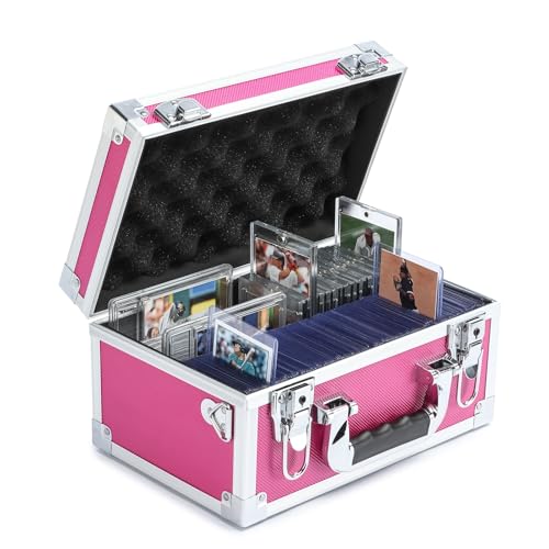 Collectable Trading Card Cases, Toploaders Storage Box, Magnetic Card Storage Hard Cabinet, Graded Card Storage Case, Sports & Trading Collector Storage Box (Pink) - color: Pink, size: Small