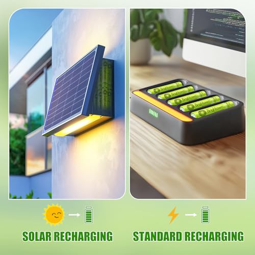 Brightown 16 Pack AA 2000mAh and 16 Pack AAA 1000mAh Rechargeable Batteries Combo - 1.2V NiMH High Capacity Battery - Ideal for Solar Lights & Home Devices, Recharge up to 1000x Times, Pre-Charged - size: 16PC AA 2000mAh + 16PC AAA 1000mAh