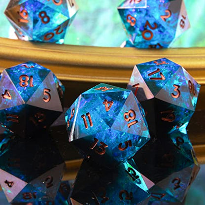 Single D20 Dice - 22mm, 20 Sided D&D Dice for Dungeons and Dragons, DND Dice with Resin Sharp Edge, Handmade Polyhedral for RPG, Roleplaying Games MTG Table Games(Blue Dark) - color: D20-blue Dark