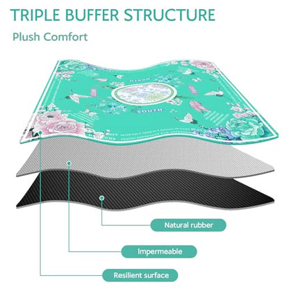 Green Mahjong Mat for Table, American Mahjong Mat with Rules, 31.5''x31.5'' | Non-Slip & Noise Reduction Mah Jongg Gift with Carrying Bag for Poker, Board Games, Dominoes, Cards & Tile Games - color: Emerald Green