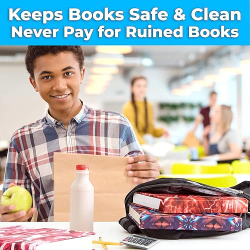 Easy Apply, Reusable Book Covers 4 Pk. Best Jumbo 9x11 Textbook Jackets for Back to School. Stretchable to Fit Most Large Hardcover Books. Perfect Fun, Washable Designs for Girls, Boys, Kids and Teens - color: Preppy 4 Pack