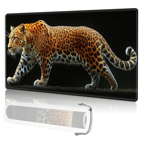 for MTG Playmat TCG Card Game Mat with Stitched Edges,Board Game Mats Non-Slip Waterproof Rubber Base 24 x 14 inch for CCG RPG DTCG Trading Card,Leopard Print Pattern - color: Leopard Print Pattern