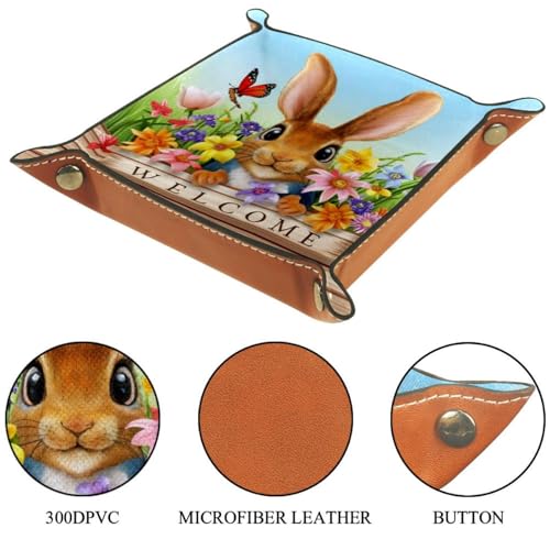 Rabbit on Wood Plank Welcome Dice Tray PU Leather Dice Rolling Tray Folding Dice Holder for Dice Games, Like RPG, DND and Other Table Games - color: Multi 6