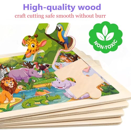 Puzzles for Kids Ages 4-6, 24 Pcs Wooden Farm, Animals, Space, and Emergency Vehicle Jigsaw Puzzles for Kids Ages 3-5, Preschool Educational Puzzles Boards Toys Gifts for 3 4 5 6 Boys Girls - color: Farm, Animals, Space, Emergency Vehicle