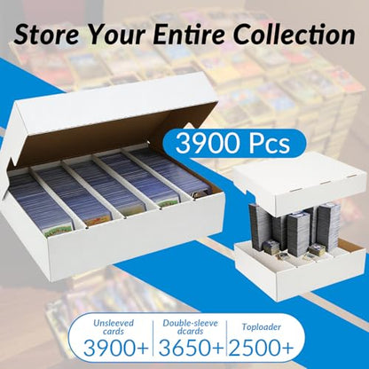 4-Pack Toploder Trading Card Storage Box,12000Count,Bulk Box For Card With Dividers&Labels,Card Storage Box for TCG/Magic/Mtg Basketball Cards, Collectible Trading Card Boxes - style: 5 Row-4 pack