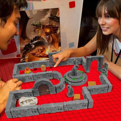 Warmtree 60 Pcs Modular Dungeon Walls,28mm Miniature Terrain | Building Accessories for Tabletop Scene Diorama Supplies Battle Grid Mat Accessory Gift of Christmas Halloween