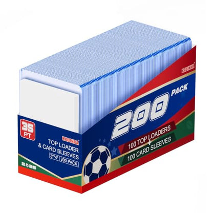 Kabinka 200 Card Sleeves Top Loaders for Cards,3"x4"Baseball Card Protector | Standard Size Trading Hard Plastic Card Holder for Sports, Football, TCG Cards(100 Hard Sleeve + 100 Soft Sleeve)