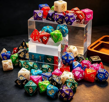 CiaraQ Polyhedral Dice Set - DND Role Playing Dice | Acrylic RPG Dice for Dungeons and Dragons MTG Table Games, Multi-color, 70pcs - color: Multicolor3